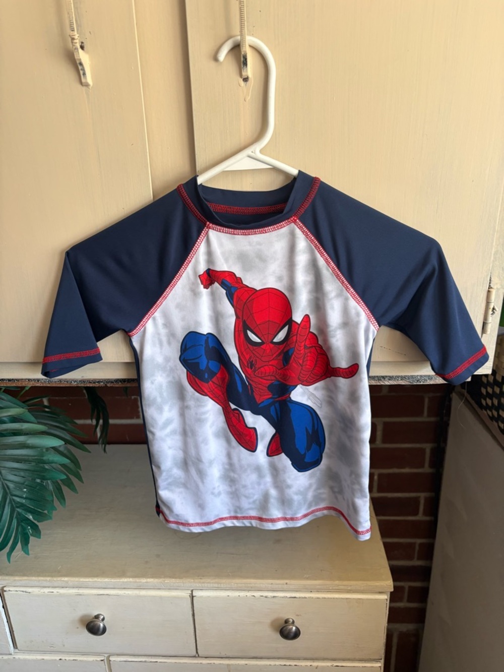 Marvel Spider-Man Kids Swim Top - Red, Navy & White